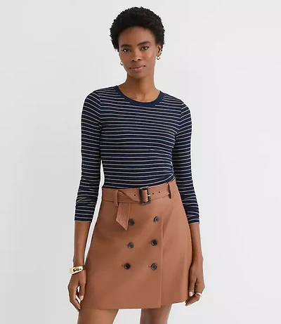 Striped Micro Modal Crew Neck Long Sleeve Tee