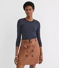 Striped Micro Modal Crew Neck Long Sleeve Tee