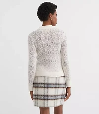 Pointelle Yoke Mock Neck Sweater