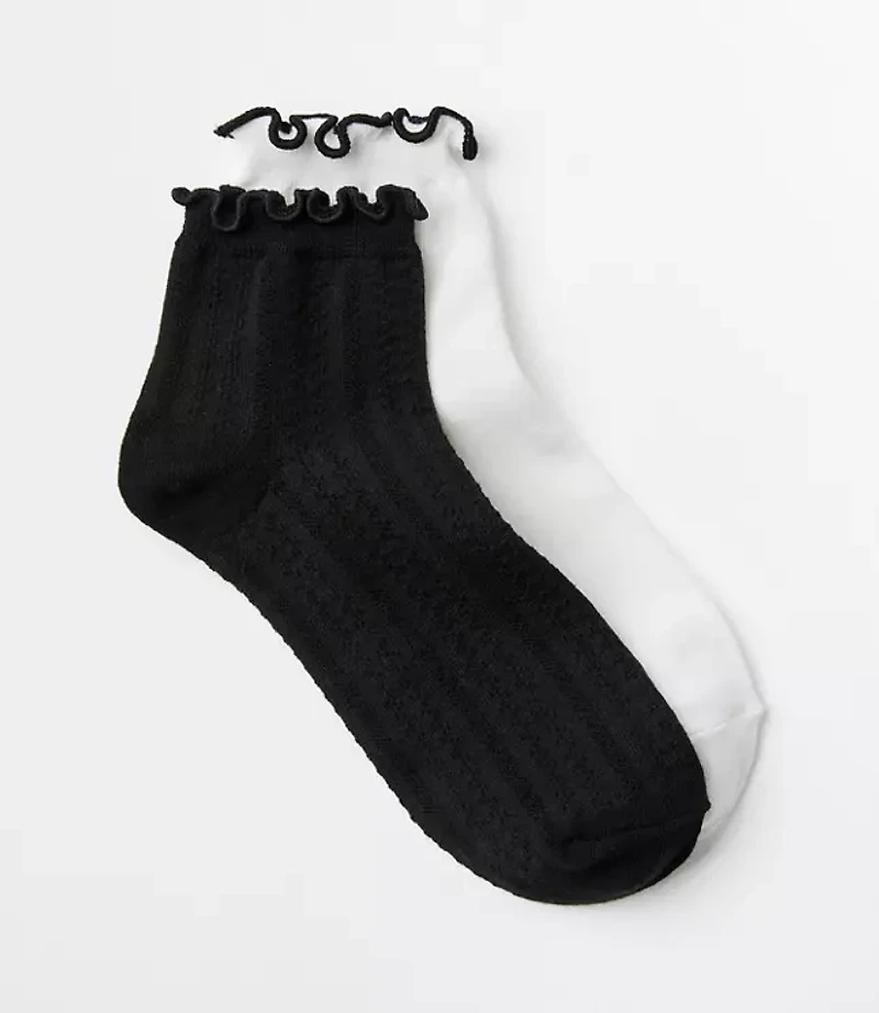 Ruffle Pointelle Ankle Socks