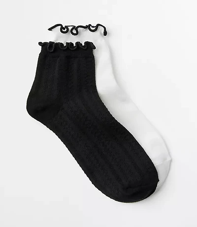 Ruffle Pointelle Ankle Socks