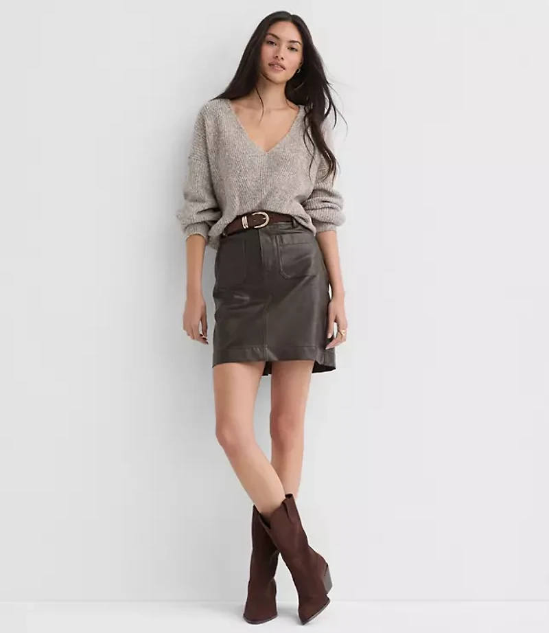 Petite Angled Ribbed V-Neck Sweater