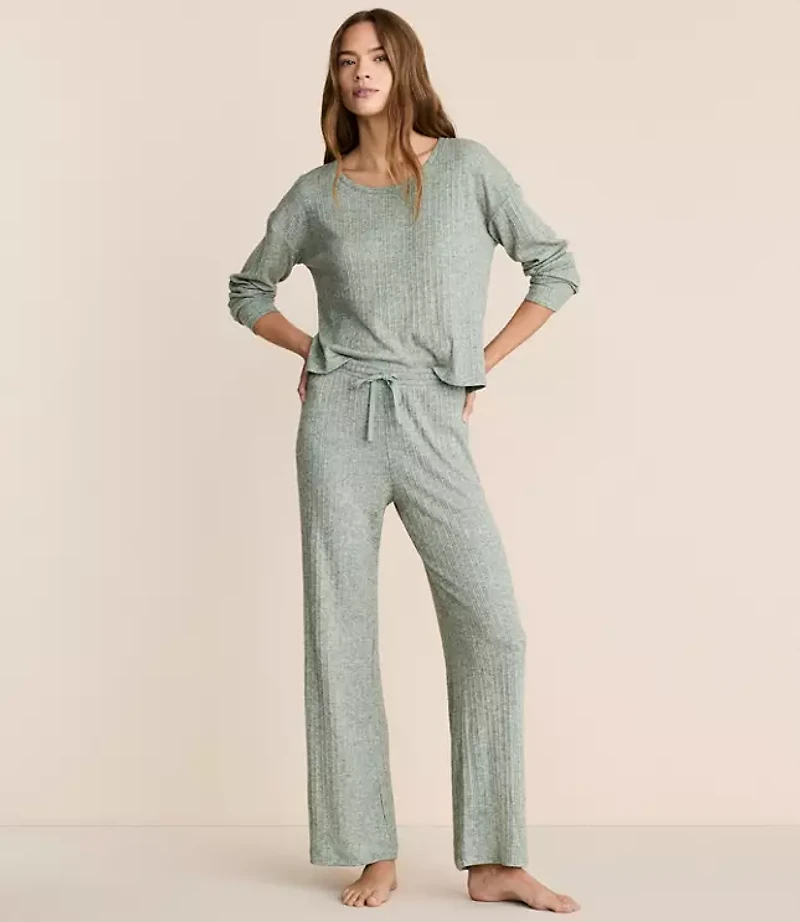 Lou & Grey Heathered Cozy Ribbed Pajama Set