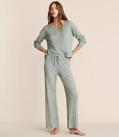 Lou & Grey Heathered Cozy Ribbed Pajama Set
