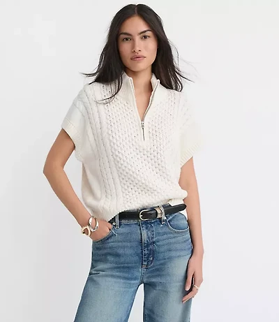 Petite Cable Half Zip Wedge Sweater