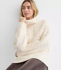 Cable Cowl Neck Tunic Sweater