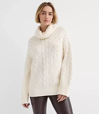 Cable Cowl Neck Tunic Sweater