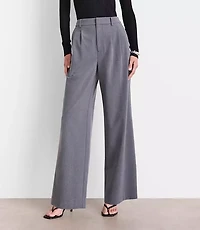 Curvy LOFT Versa Seasonless Stretch Double Pleat Wide Leg Pants Heather