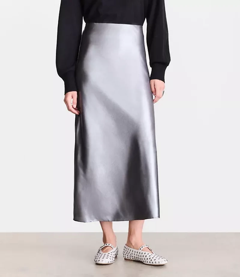 LOFT Versa Shimmer Bias Midi Skirt