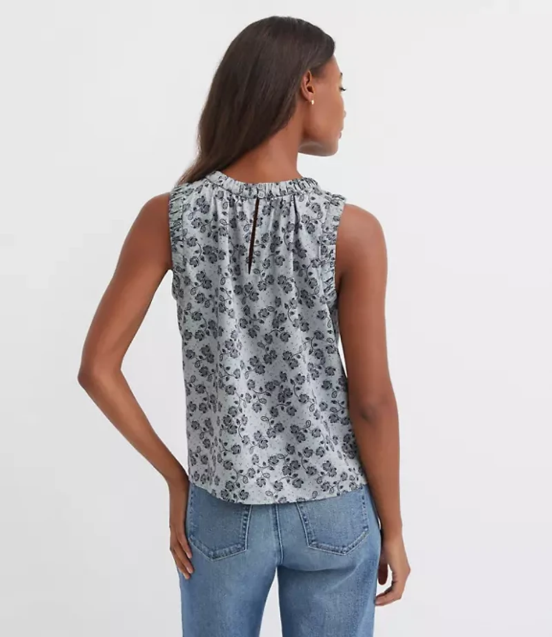 Petite Floral Ruched Trim Shell