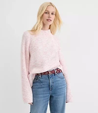 Flecked Ribtrim Turtleneck Sweater