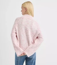 Flecked Ribtrim Turtleneck Sweater