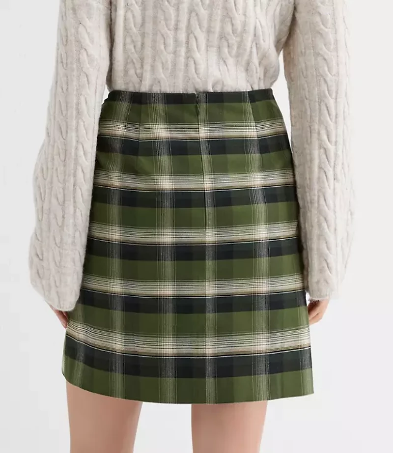 Petite Plaid Brushed Flannel Twist Mini Skirt