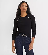 Button Ribbed Raglan Sweater