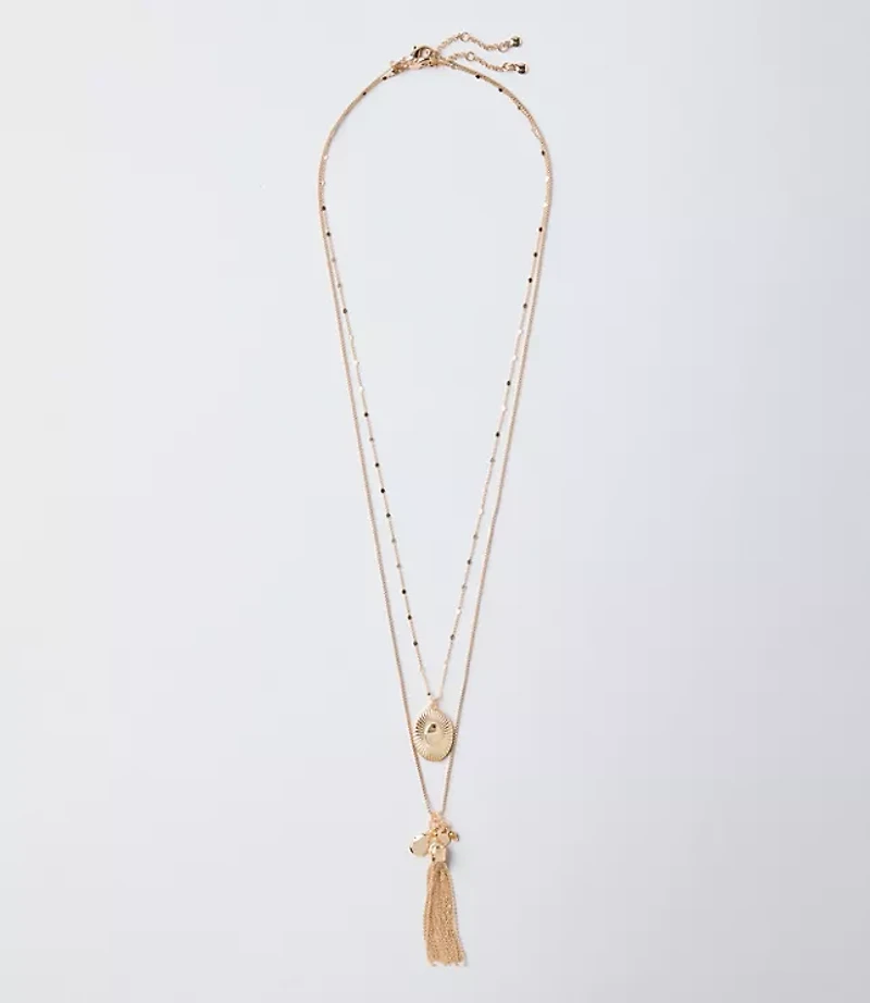 Cluster Tassel Pendant Necklace Set