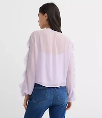 Petite Lace Ruffle Blouse