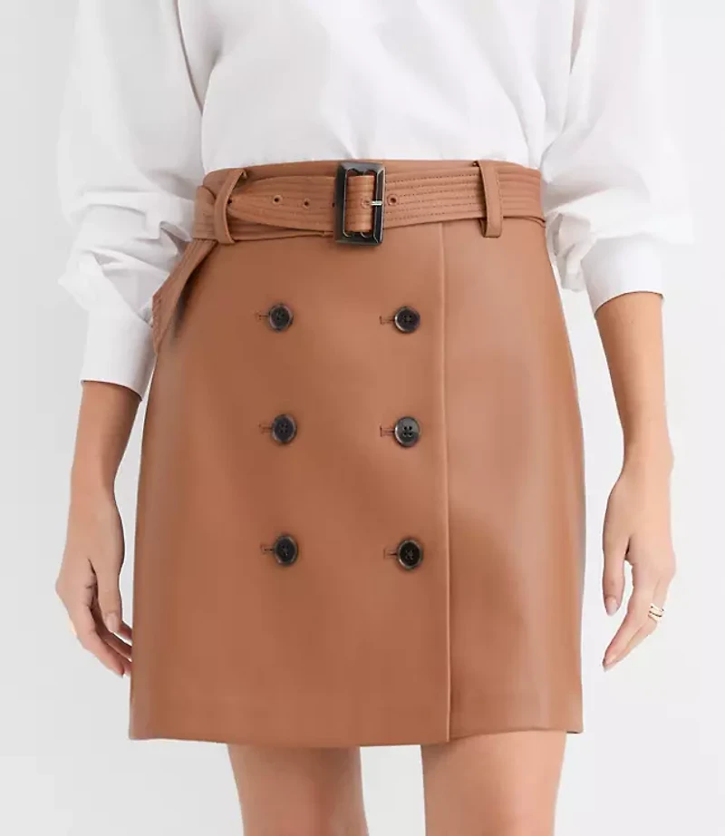 Faux Leather Trench Mini Skirt