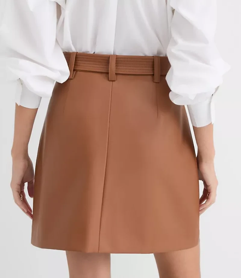 Faux Leather Trench Mini Skirt
