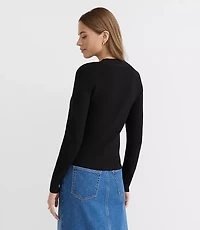 Ribbed Cutout Neck Sweater