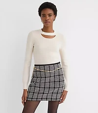 Ribbed Cutout Neck Sweater