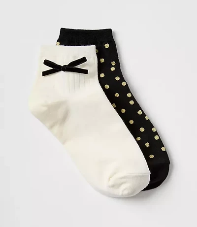 Velvet Bow & Dot Ankle Sock Set