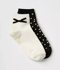 Velvet Bow & Dot Ankle Sock Set