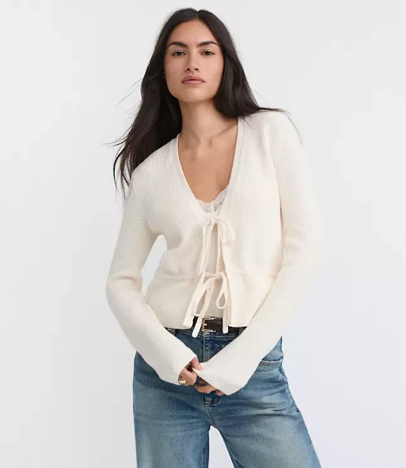 Ribbed Tie Front Cardigan