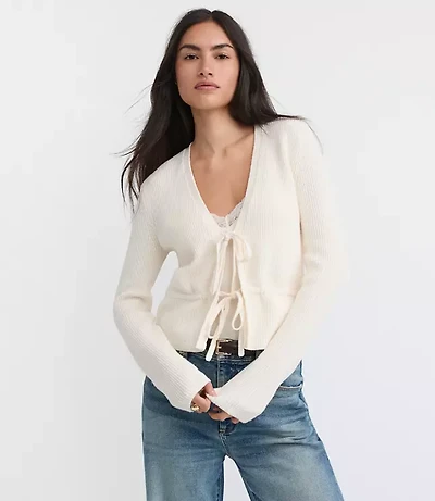 Ribbed Tie Front Cardigan