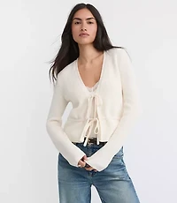 Ribbed Tie Front Cardigan