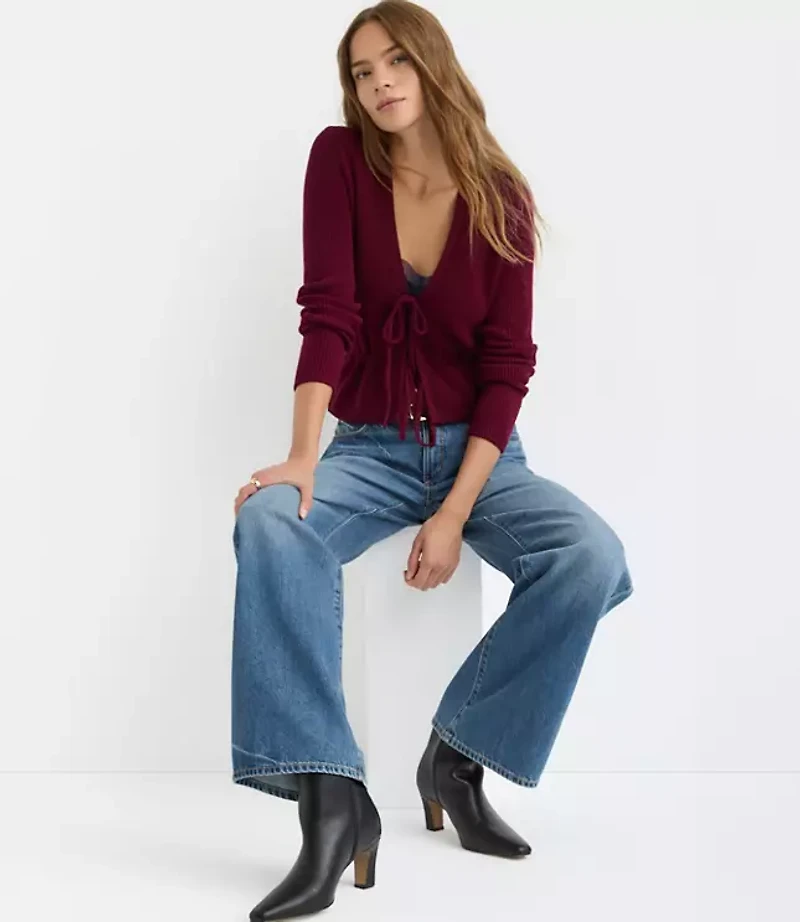 Ribbed Tie Front Cardigan