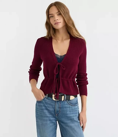 Ribbed Tie Front Cardigan