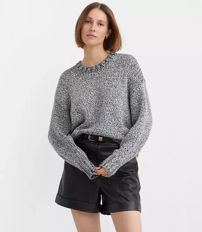 Petite Shimmer Marled Elliptical Hem Sweater
