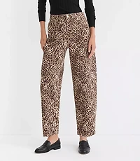 Petite High Rise Barrel Jeans Leopard Print