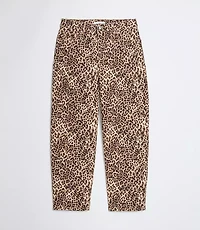 Petite High Rise Barrel Jeans Leopard Print