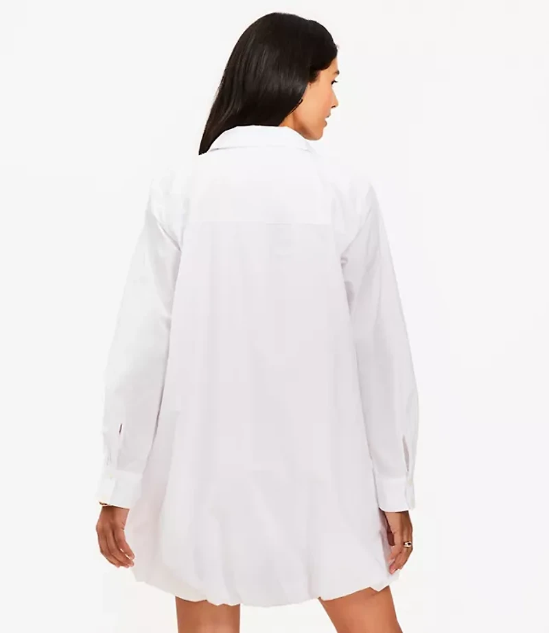 Petite Poplin Bubble Hem Mini Pocket Shirtdress