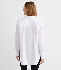 Petite Bow Poplin Tunic Blouse