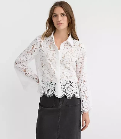 Petite Floral Scalloped Lace Top