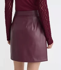 Petite Faux Leather Pleated Mini Skirt