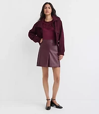Petite Faux Leather Pleated Mini Skirt