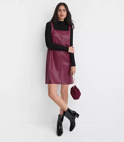 Petite Faux Leather Strappy Mini Dress