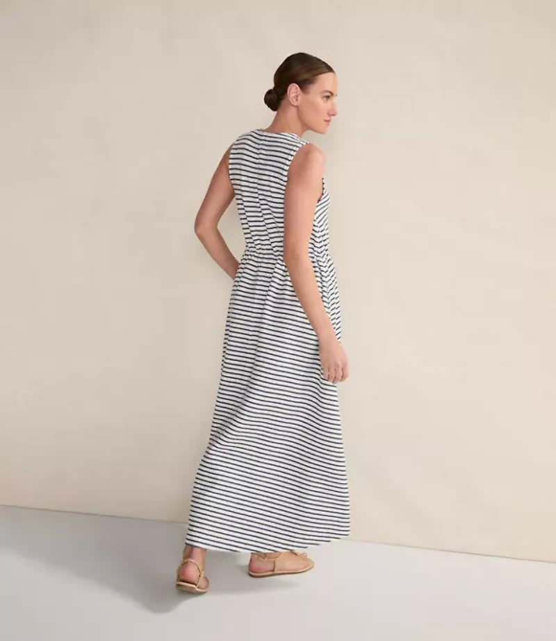 Haven Well Within Cotton Blend Textured Stripe Midi Dress