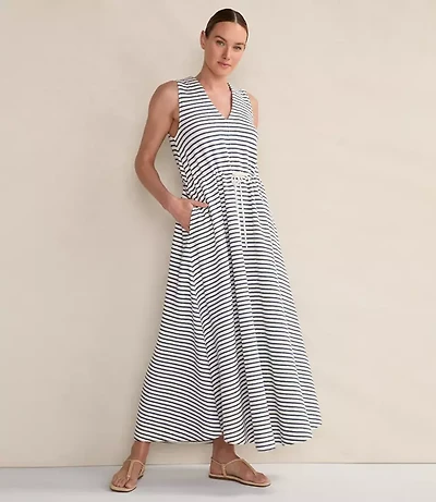 Haven Well Within Cotton Blend Textured Stripe Midi Dress