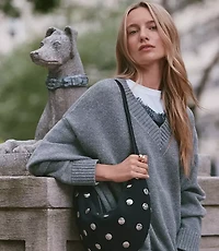 Heathered Slouchy V-Neck Sweater