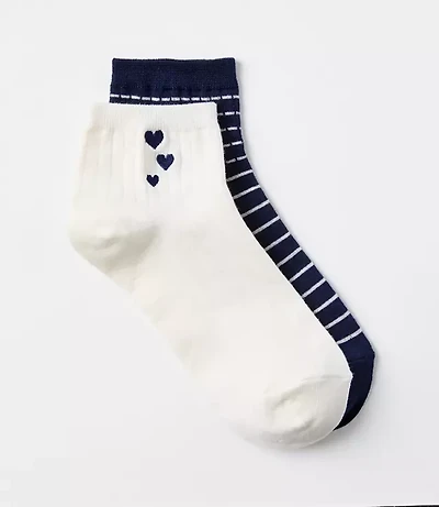 Heart & Stripe Ankle Sock Set