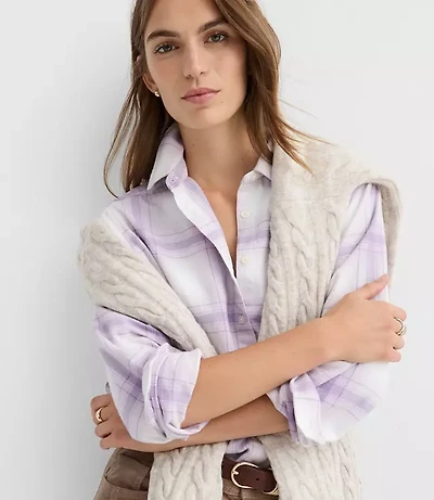 Petite Plaid Flannel Everyday Relaxed Pocket Shirt