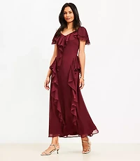 Petite Chiffon Ruffle Maxi Dress