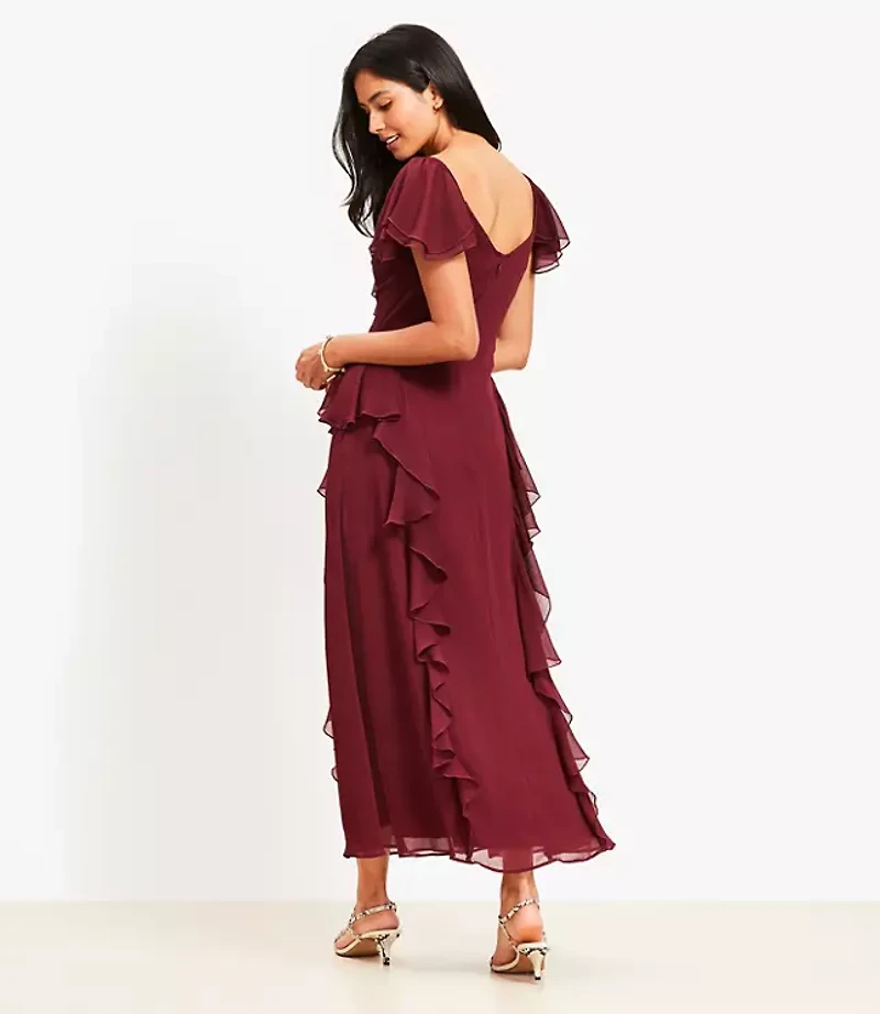 Petite Chiffon Ruffle Maxi Dress