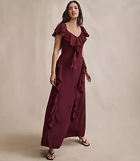 Petite Chiffon Ruffle Maxi Dress