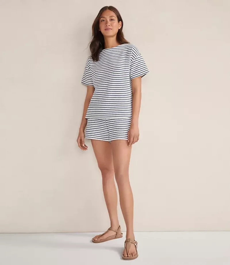 Haven Well Within Cotton Blend Textured Stripe Bateau Neck Top