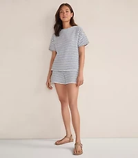 Haven Well Within Cotton Blend Textured Stripe Bateau Neck Top